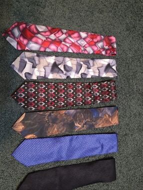 J. Garcia Men's Tie Set - Red, Gray, Black, Brown, Blue, Purple Accents
